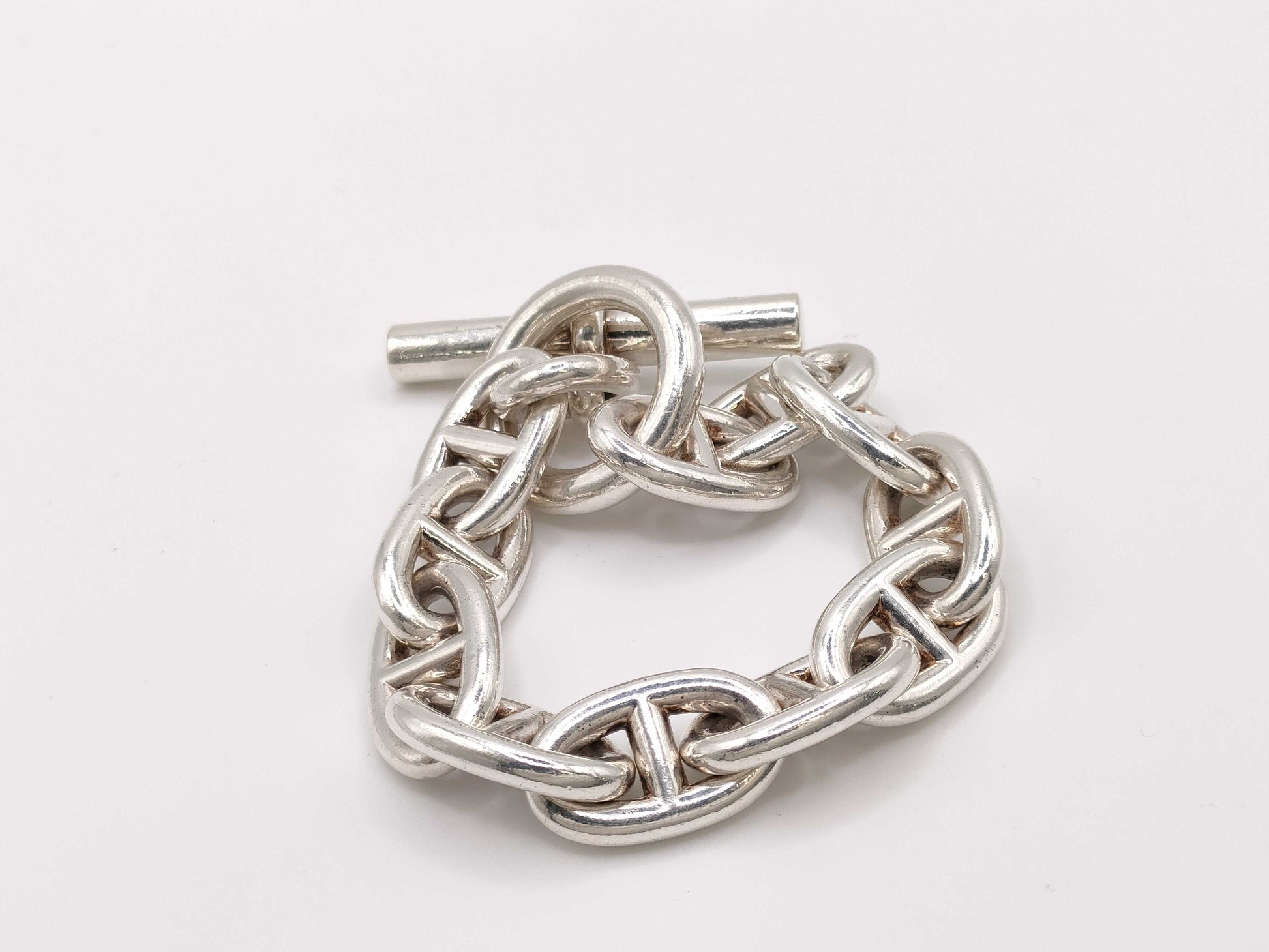 HERMES Chaine d'Ancre TGM 11 links 106.1g 21 stamps Ag925 bracelet/bangle