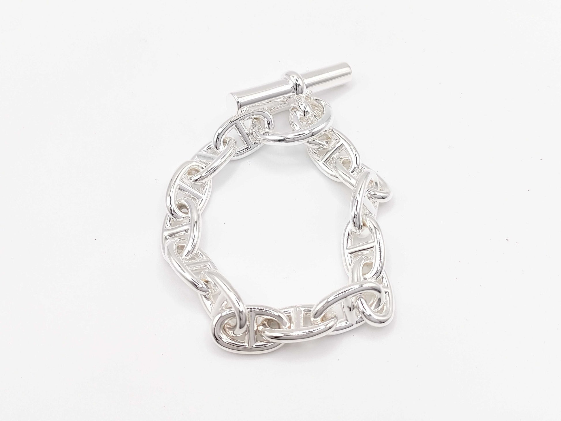 HERMES Chaine d'Ancre MM 14 links 50.6g 22 stamp Ag925 bracelet/bangle