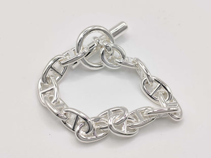 HERMES Chaine d'Ancre MM 14 links 52.3g 24 stamps Ag925 bracelet/bangle