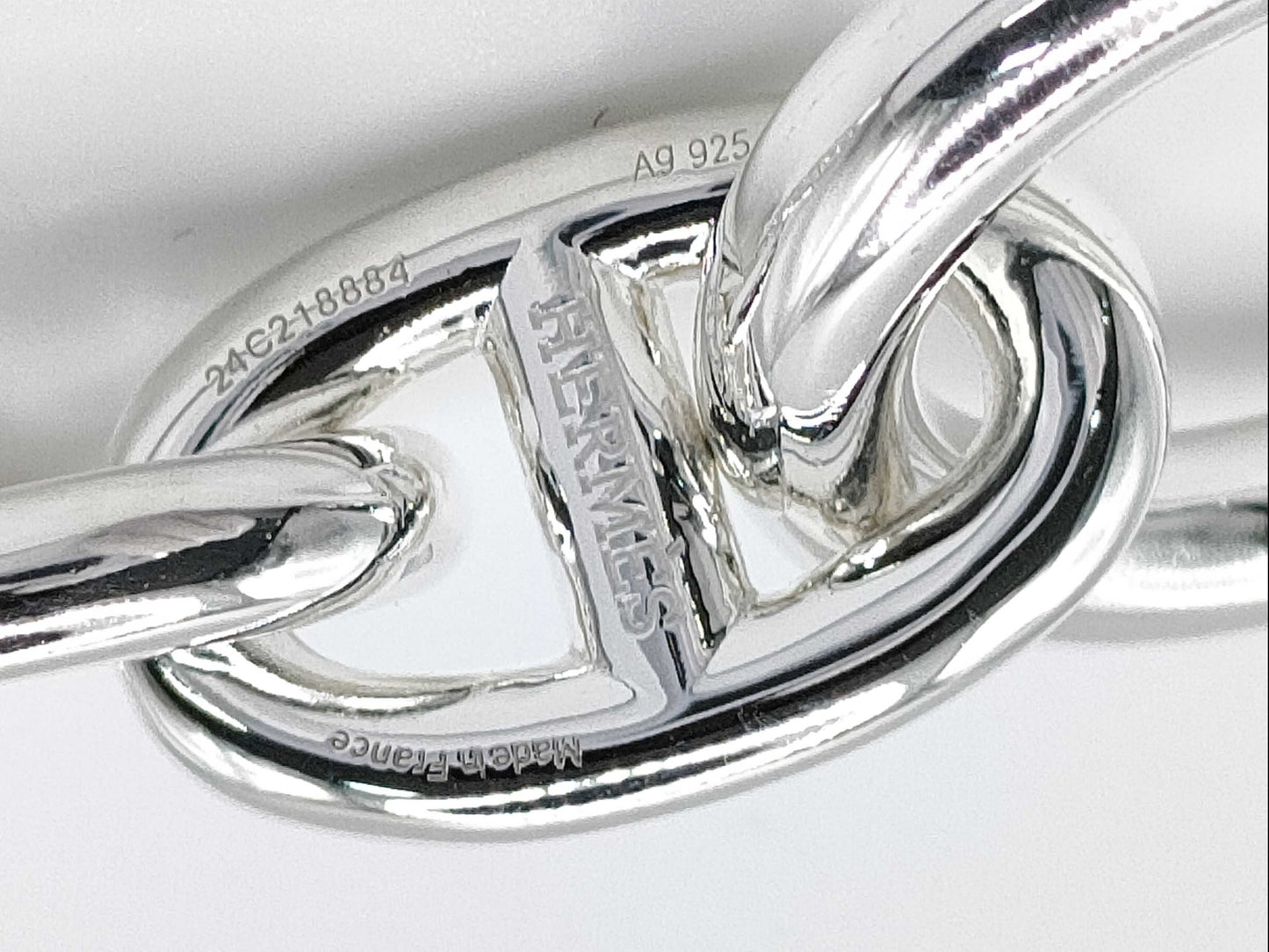 HERMES Chaine d'Ancre MM 14 links 52.3g 24 stamps Ag925 bracelet/bangle