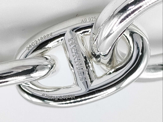 HERMES Chaine d'Ancre MM 14 links 52.3g 24 stamps Ag925 bracelet/bangle