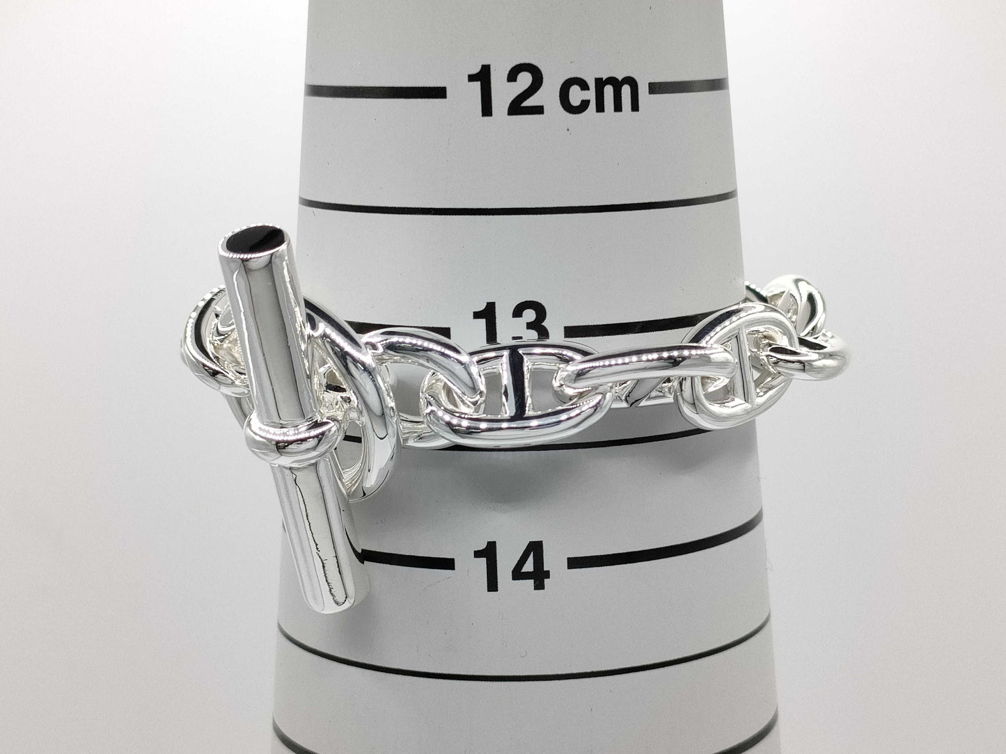 HERMES Chaine d'Ancre MM 14 links 52.3g 24 stamps Ag925 bracelet/bangle