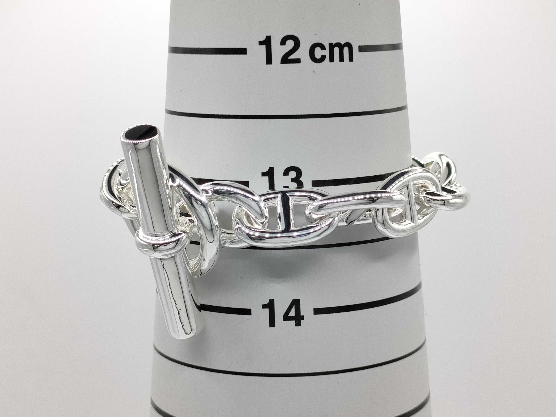 HERMES Chaine d'Ancre MM 14 links 52.3g 24 stamps Ag925 bracelet/bangle