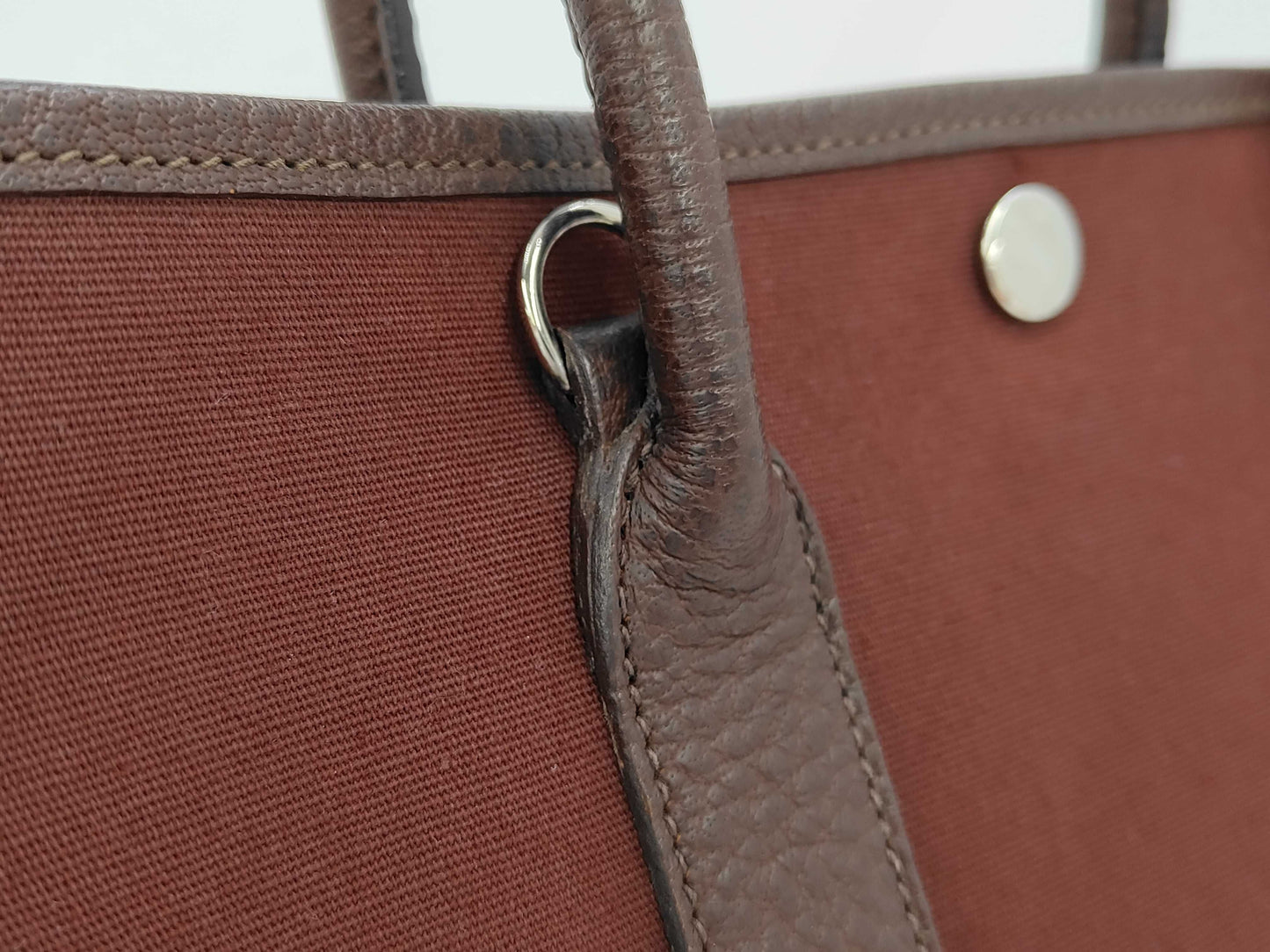 HERMES Garden Party Toile Officier TPM □I Engraved Tote Bag with ST