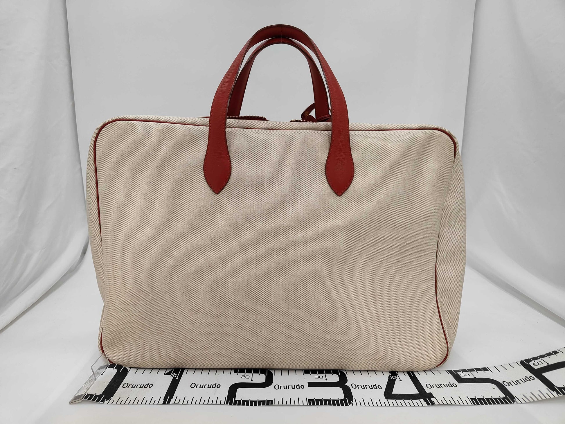 HERMES Victoria 50 Toile H Taurillon Boston Bag with Key Padlock and Cloche