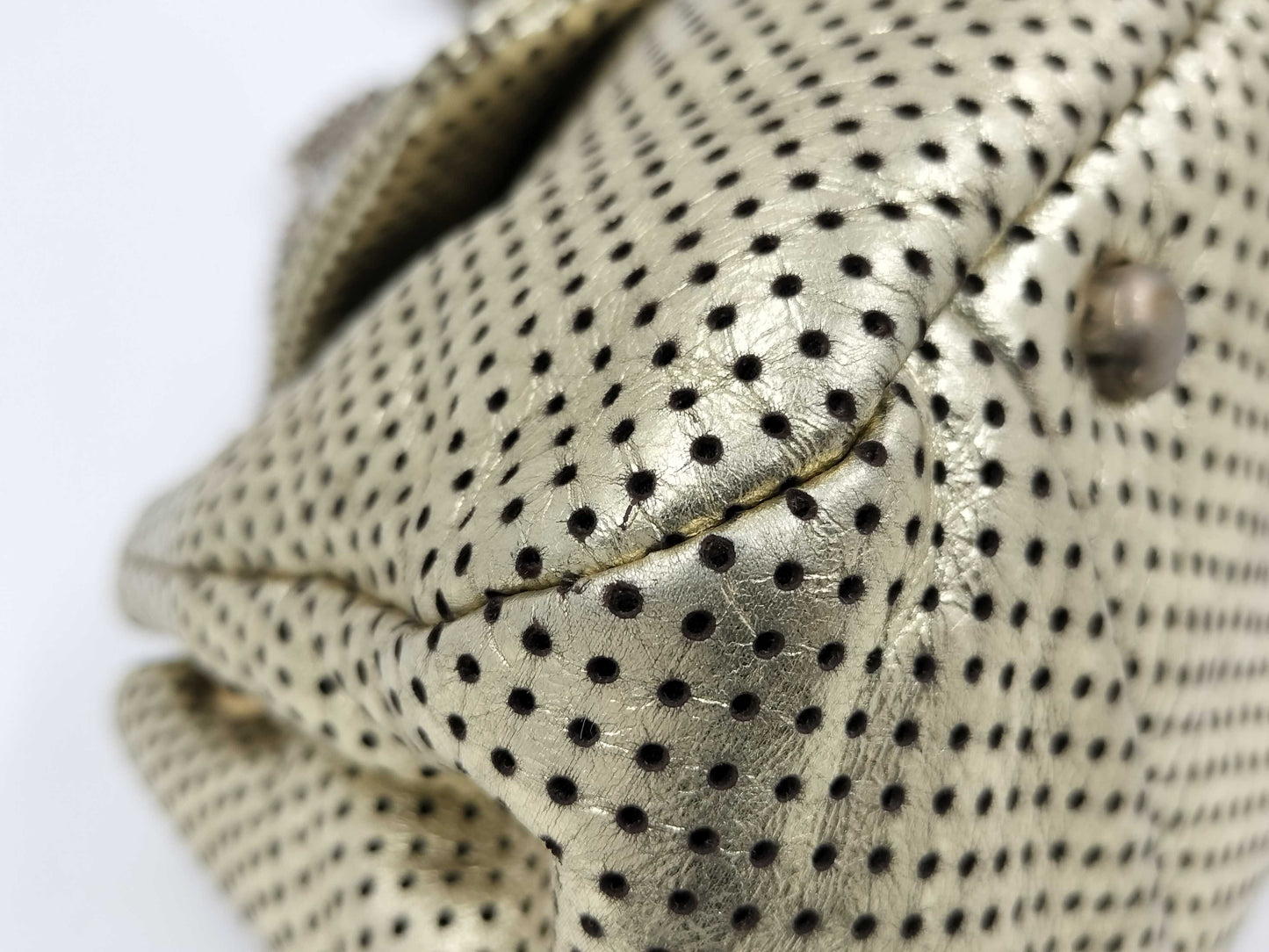 CHANEL 2.55 Chain Shoulder Bag, Perforated Gold, with Seal