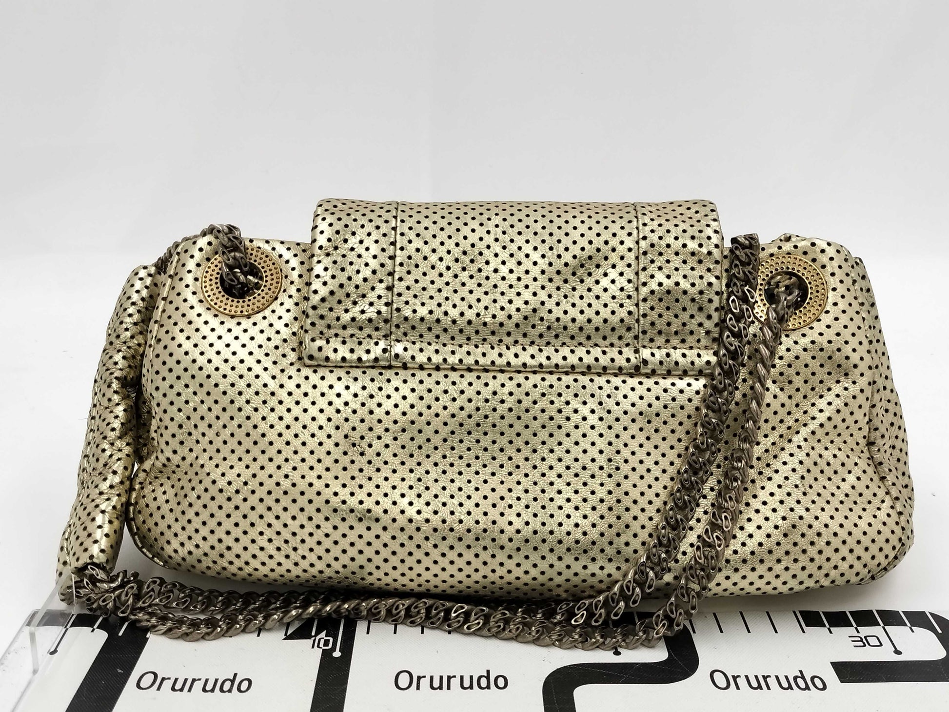 CHANEL 2.55 Chain Shoulder Bag, Perforated Gold, with Seal