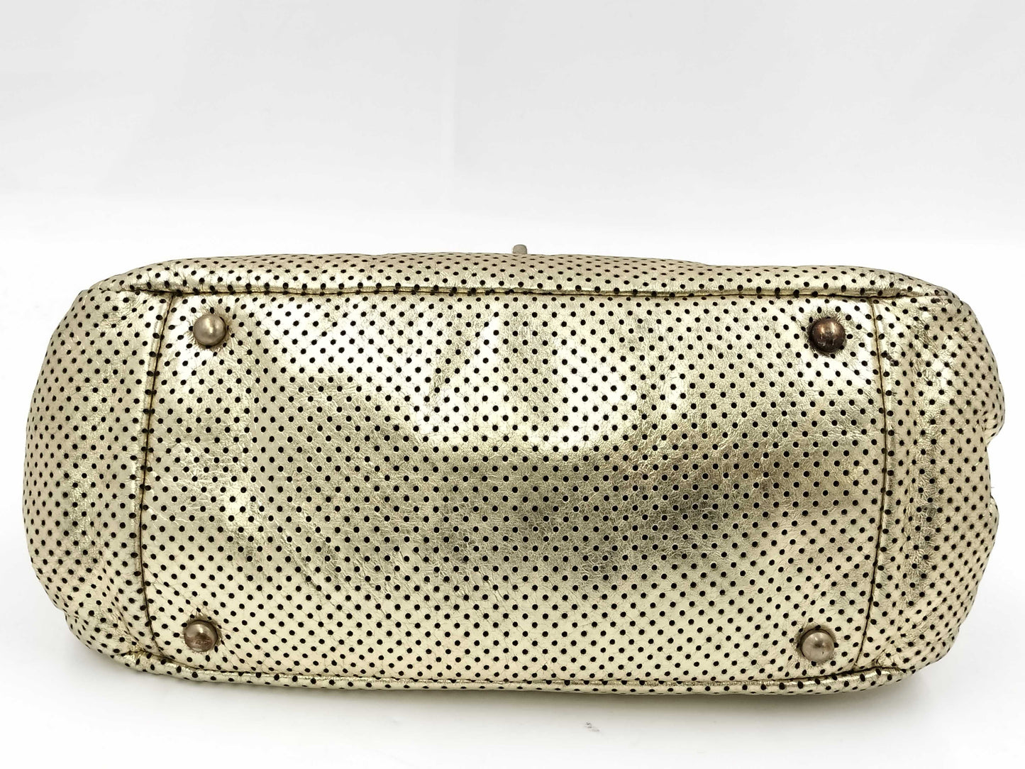 CHANEL 2.55 Chain Shoulder Bag, Perforated Gold, with Seal