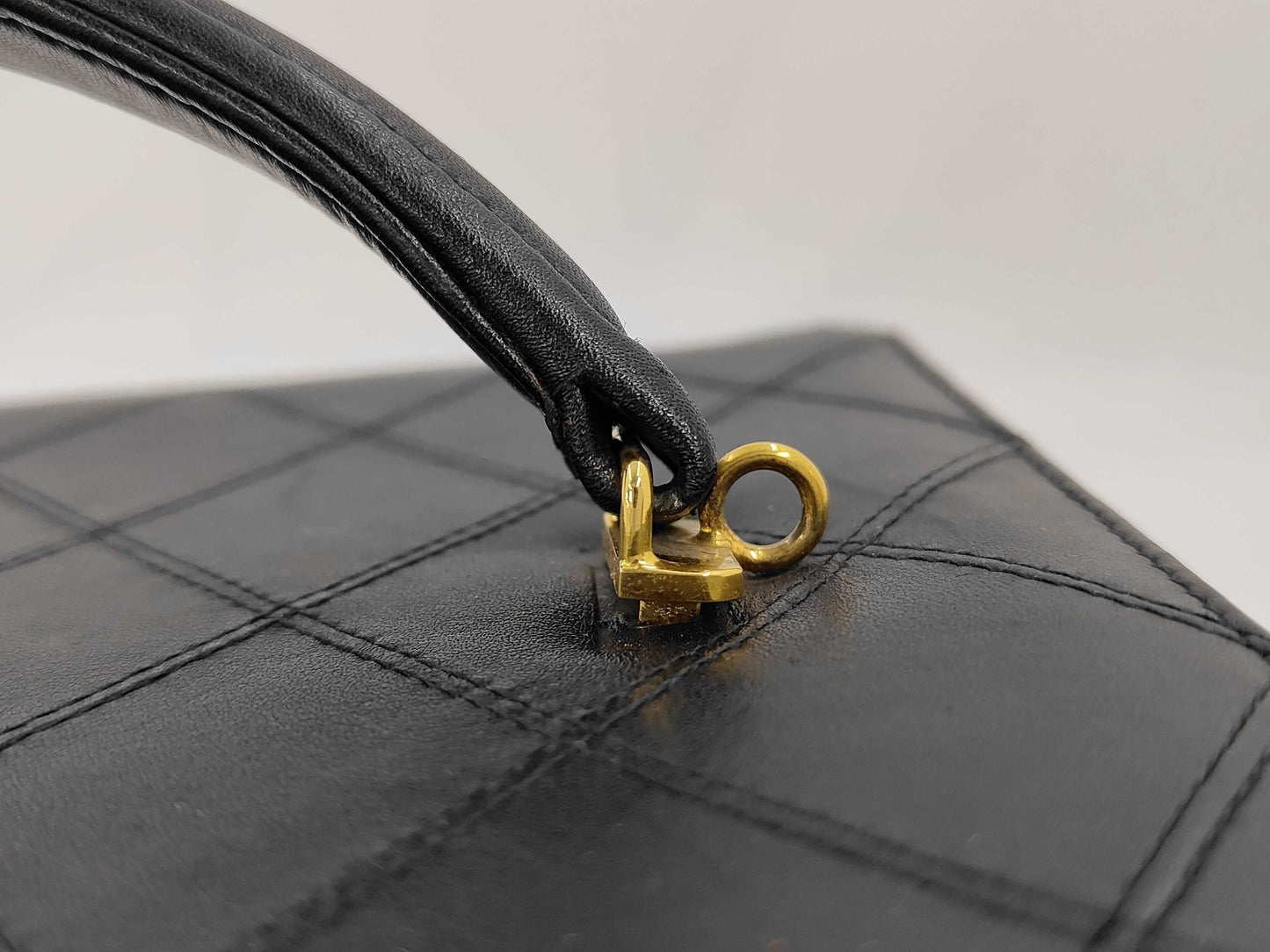 CHANEL Bicolor 2-Way Vanity Shoulder Bag with Studs, Black, with G Card and Sticker