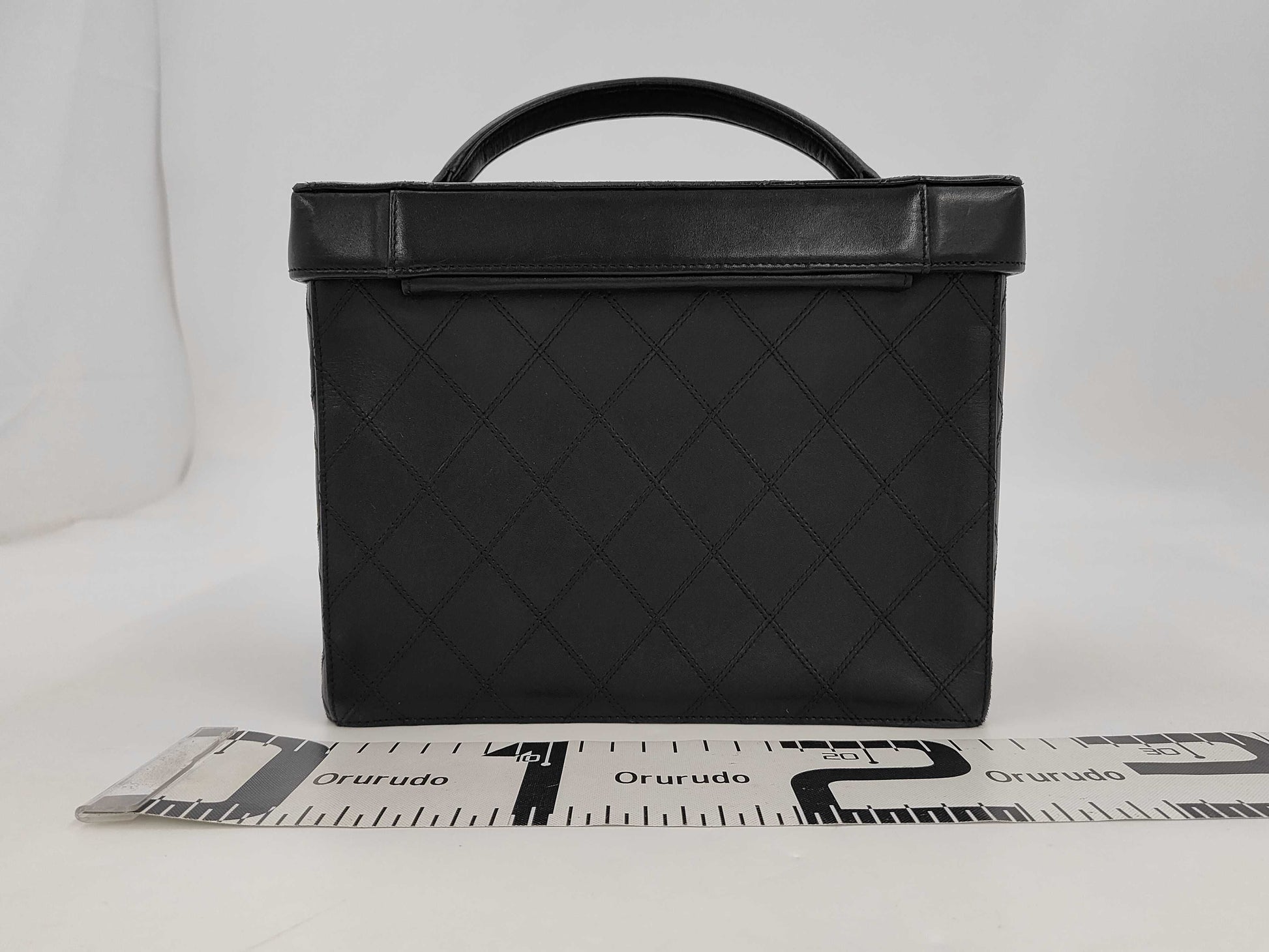 CHANEL Bicolor 2-Way Vanity Shoulder Bag with Studs, Black, with G Card and Sticker