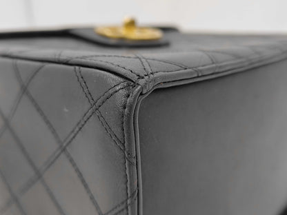 CHANEL Bicolor 2-Way Vanity Shoulder Bag with Studs, Black, with G Card and Sticker