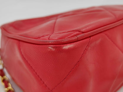 CHANEL Chain Shoulder Bag, Fringe, Lambskin, Red, Sticker Included