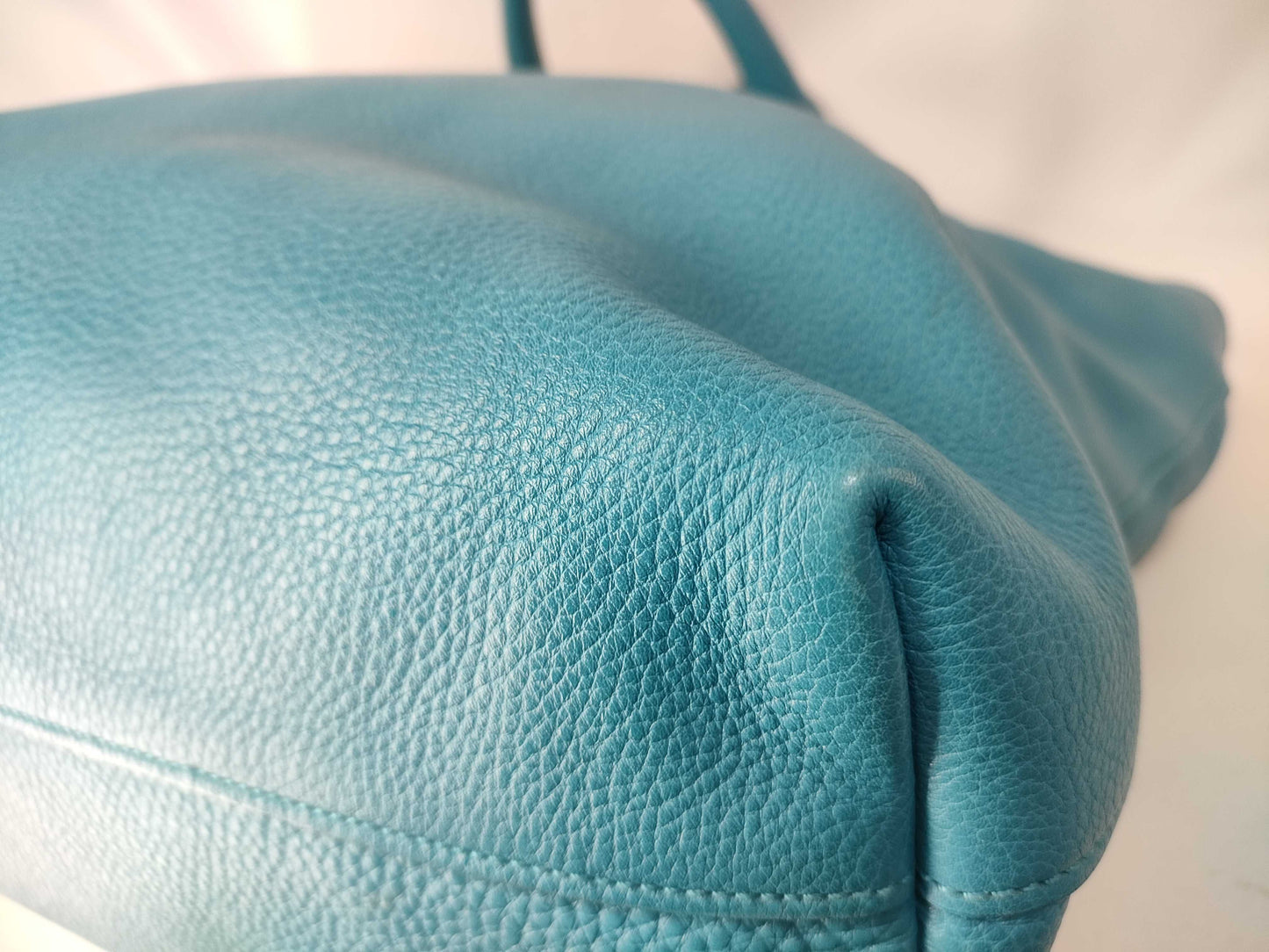 PRADA Prada Leather 2-Way Handbag in Blue with Silver Hardware