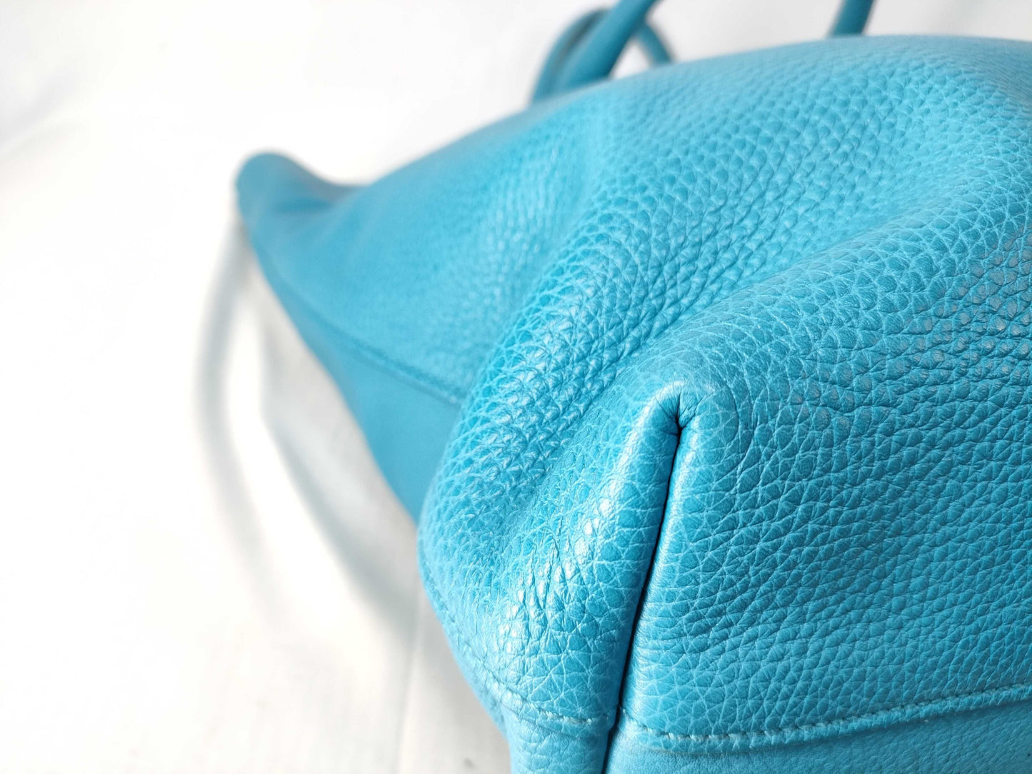 PRADA Prada Leather 2-Way Handbag in Blue with Silver Hardware