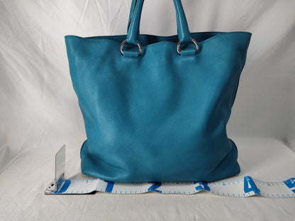 PRADA Prada Leather 2-Way Handbag in Blue with Silver Hardware