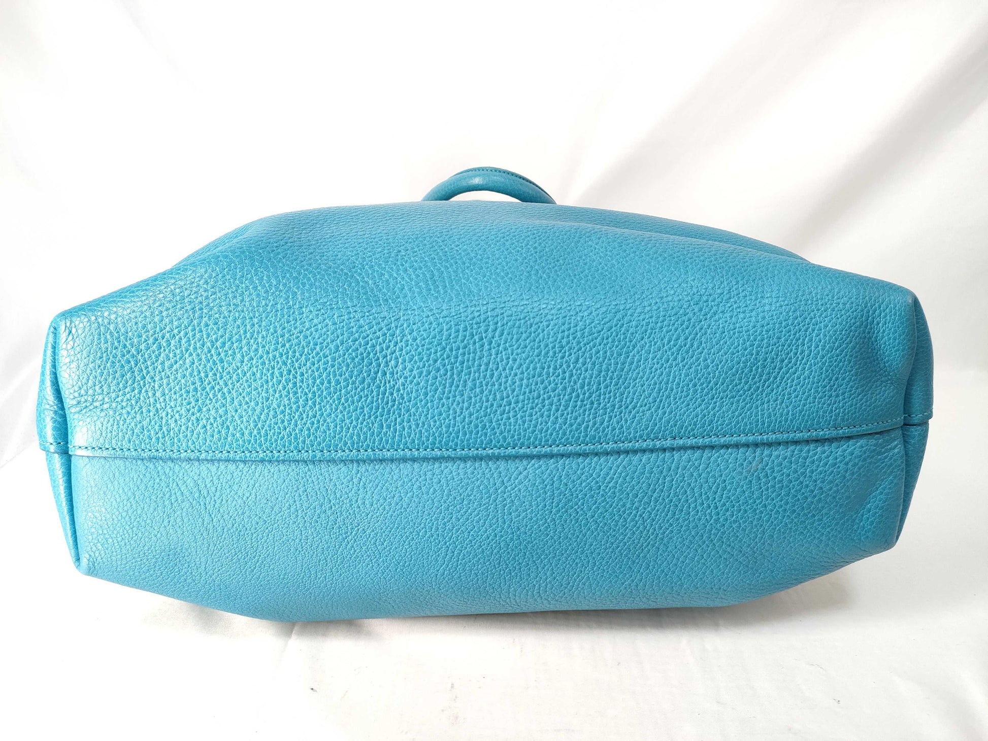 PRADA Prada Leather 2-Way Handbag in Blue with Silver Hardware