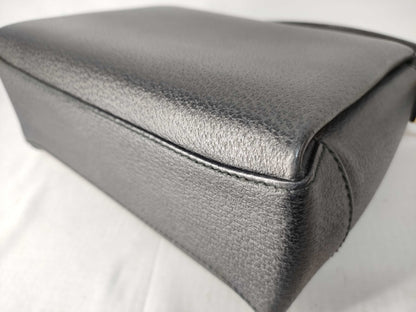 GUCCI Bamboo 2-Way Shoulder Bag with Turn Lock and ST, Gray Leather Handbag