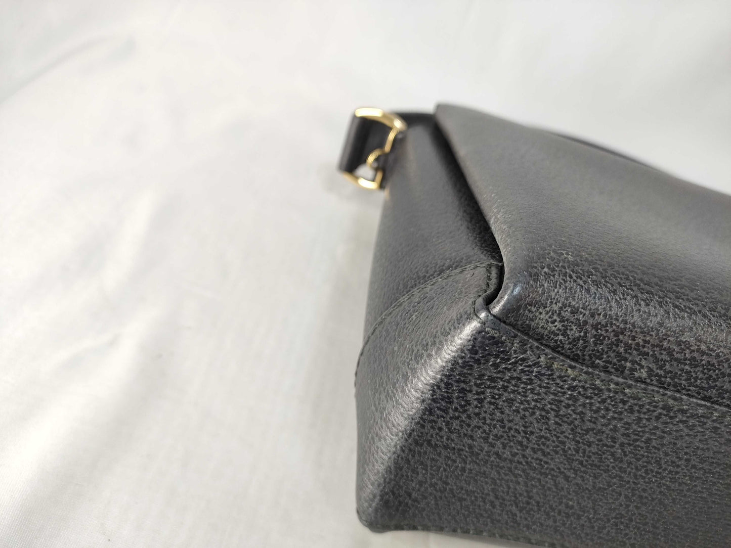 GUCCI Bamboo 2-Way Shoulder Bag with Turn Lock and ST, Gray Leather Handbag