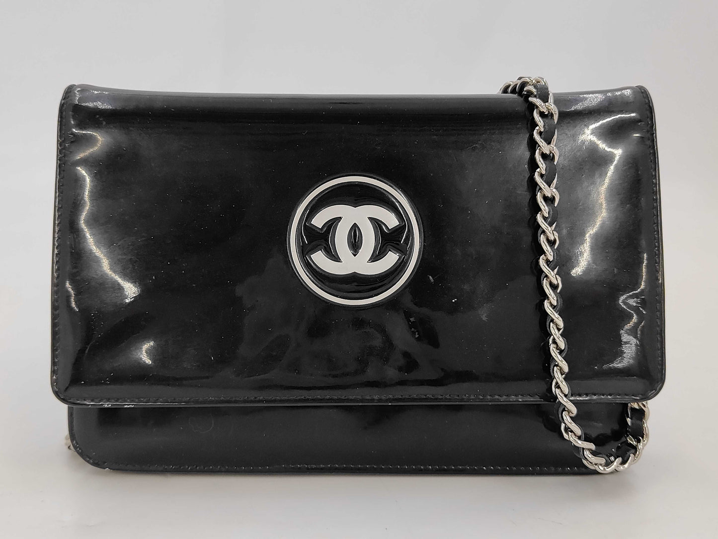 CHANEL Coco Mark Patent Chain Shoulder Bag with Seal