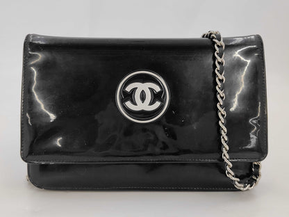 CHANEL Coco Mark Patent Chain Shoulder Bag with Seal