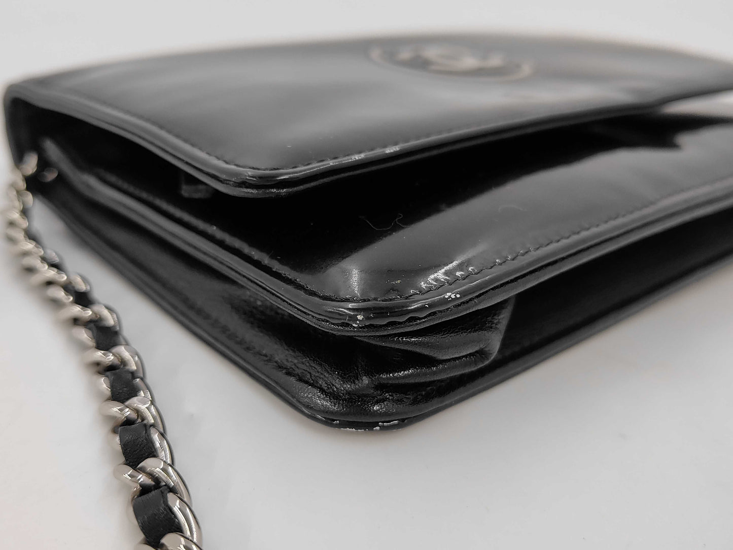 CHANEL Coco Mark Patent Chain Shoulder Bag with Seal