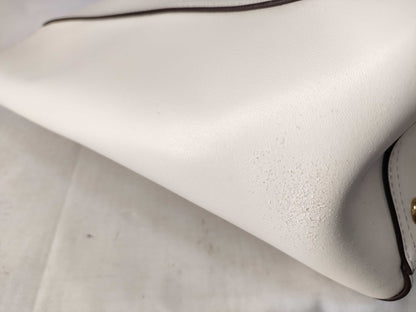 Salvatore Ferragamo Tote Bag, White Leather, Punched Handbag