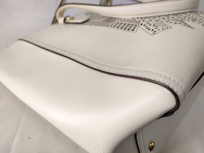 Salvatore Ferragamo Tote Bag, White Leather, Punched Handbag