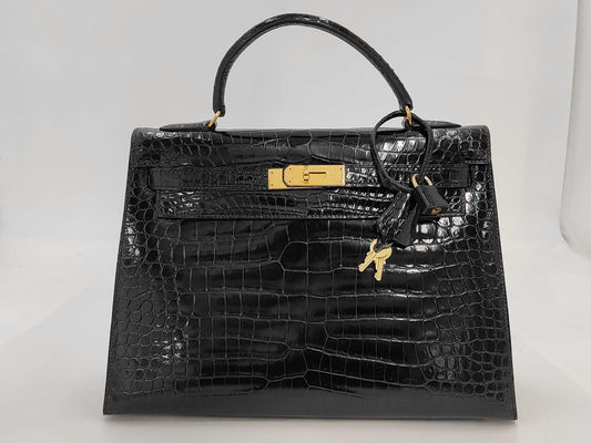 HERMES Kelly 32 Crocodile Handbag with XX Engraving