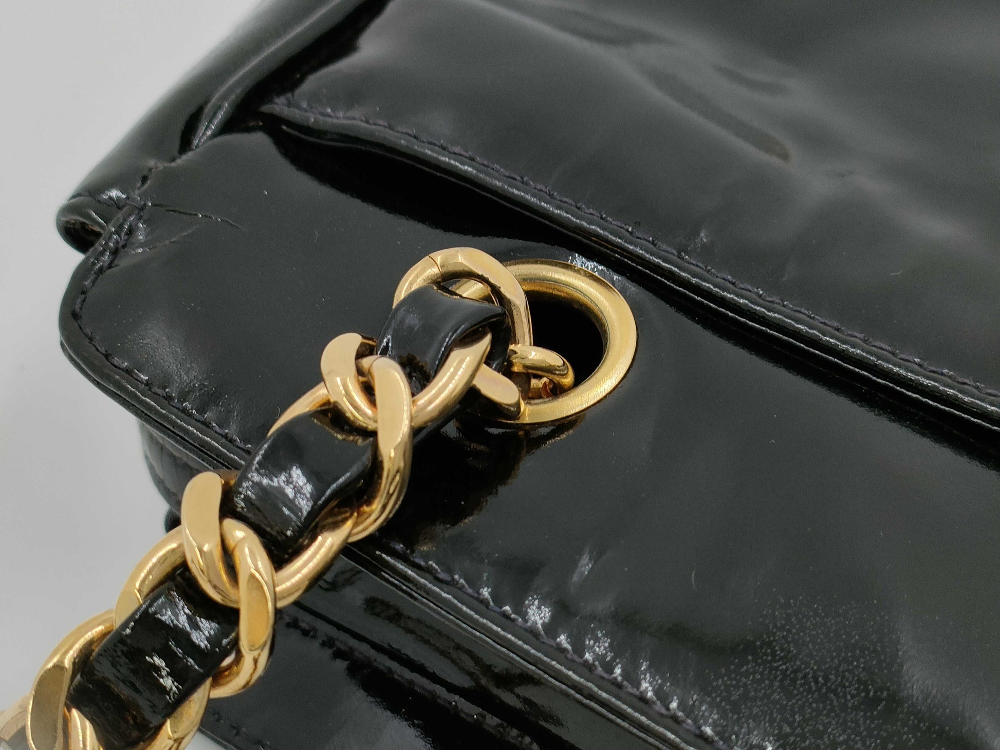 CHANEL Triple Coco Chain Shoulder Bag in Patent Leather
