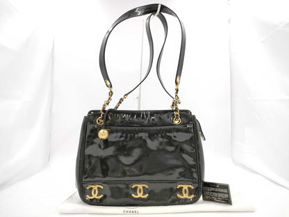 CHANEL Triple Coco Chain Shoulder Bag in Patent Leather