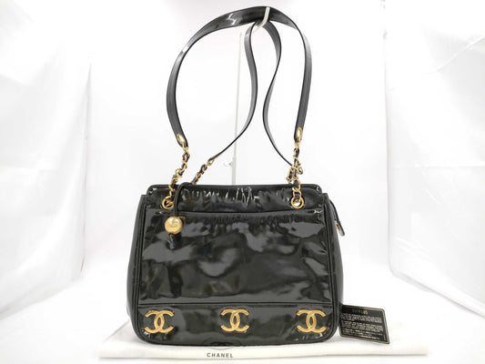 CHANEL Triple Coco Chain Shoulder Bag in Patent Leather