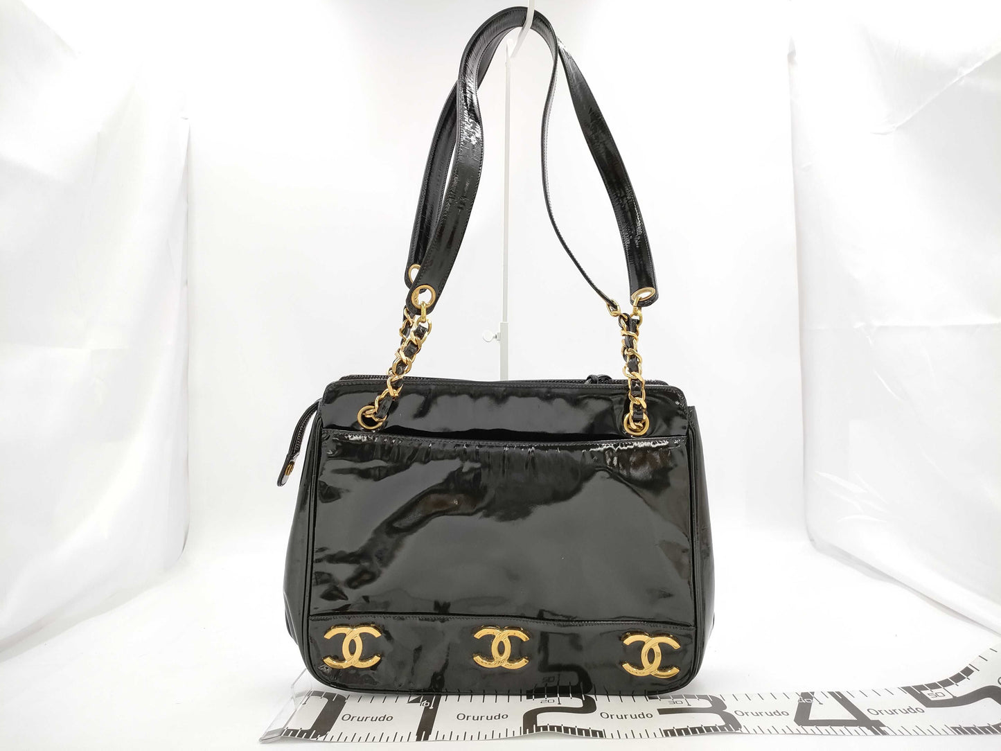 CHANEL Triple Coco Chain Shoulder Bag in Patent Leather