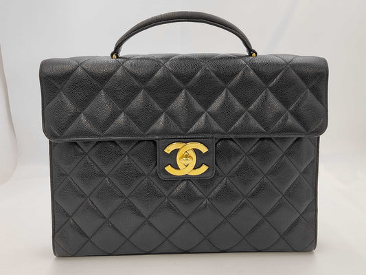 CHANEL Briefcase Caviar Skin Business Bag