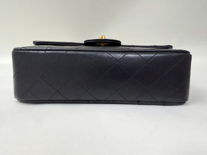 CHANEL Matelasse 23 Lambskin Double Flap Double Chain Black Shoulder Bag