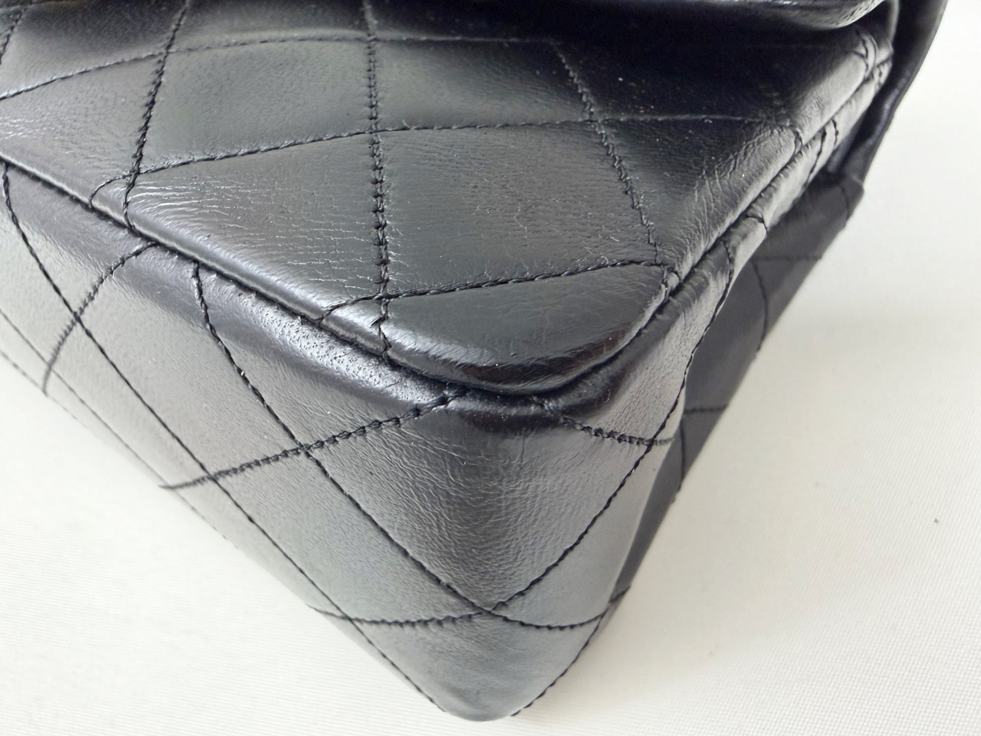 CHANEL Matelasse 23 Lambskin Double Flap Double Chain Black Shoulder Bag