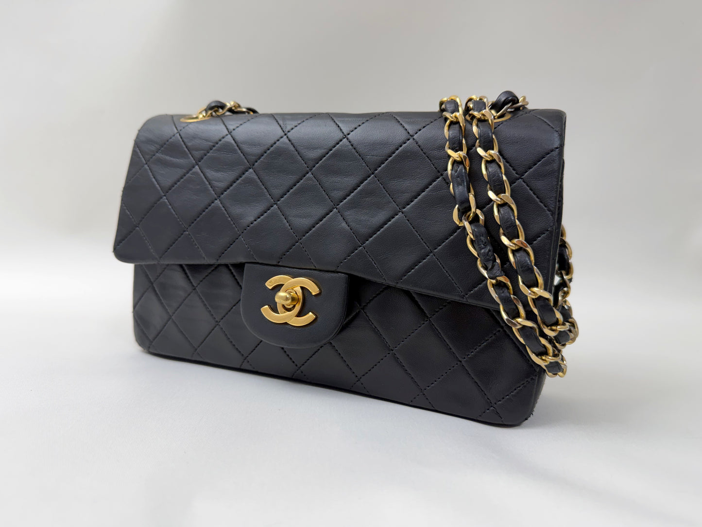 CHANEL CHANEL Lambskin Matelasse 23 Double Flap Double Chain Shoulder Bag Black Shoulder Bag