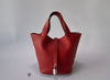 HERMES Picotin Lock PM Handbag, Taurillon, Red, Silver Hardware, A Stamp