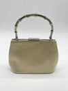 GUCCI Satin Silver Bamboo 2-way Handbag