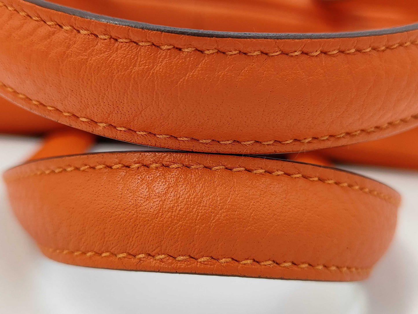 HERMES Victoria 35 Orange Taurillon Sterling Silver Hardware T Stamp Handbag