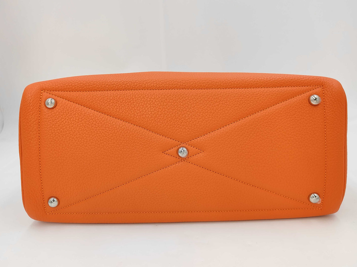 HERMES Victoria 35 Orange Taurillon Sterling Silver Hardware T Stamp Handbag