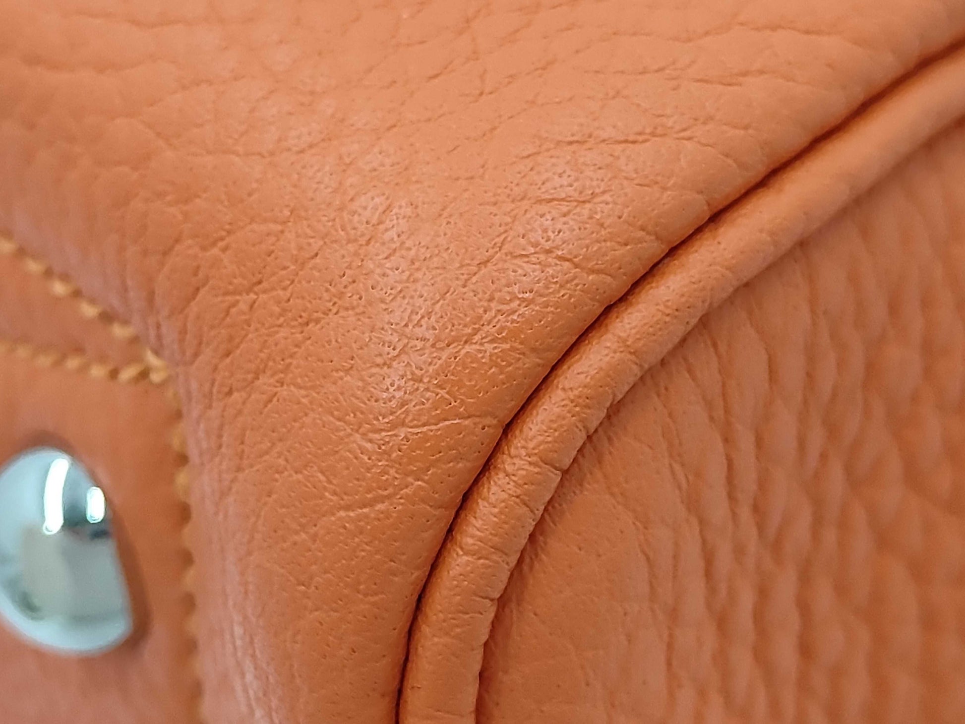 HERMES Victoria 35 Orange Taurillon Sterling Silver Hardware T Stamp Handbag