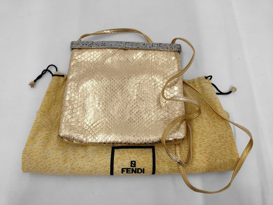 FENDI FNEDI Python Rhinestone Shoulder Bag Bag