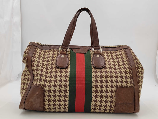 GUCCI GUCCI Sherry Line Boston Bag Houndstooth Pattern Bag