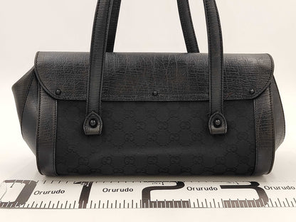 GUCCI GUCCI GG Canvas Bamboo Handbag Bag