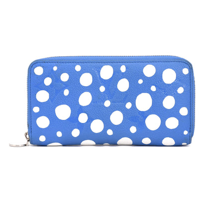 LOUIS VUITTON LOUIS VUITTON Vuitton x Yayoi Kusama LV x YK Zippy Wallet M81954 Bleu Clair Round Zip Wallet RFID Wallet
