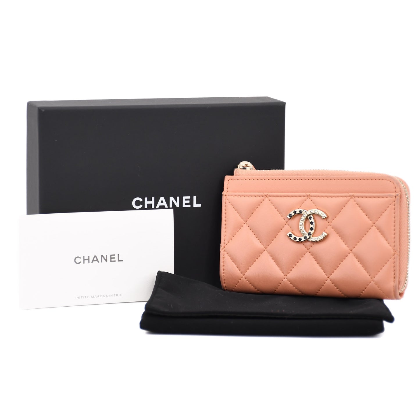 CHANEL Matelasse Lambskin Fragment Case in Orange and Yellow tones with Gold Hardware and Random Serial Number. Includes Box and Dust Bag.