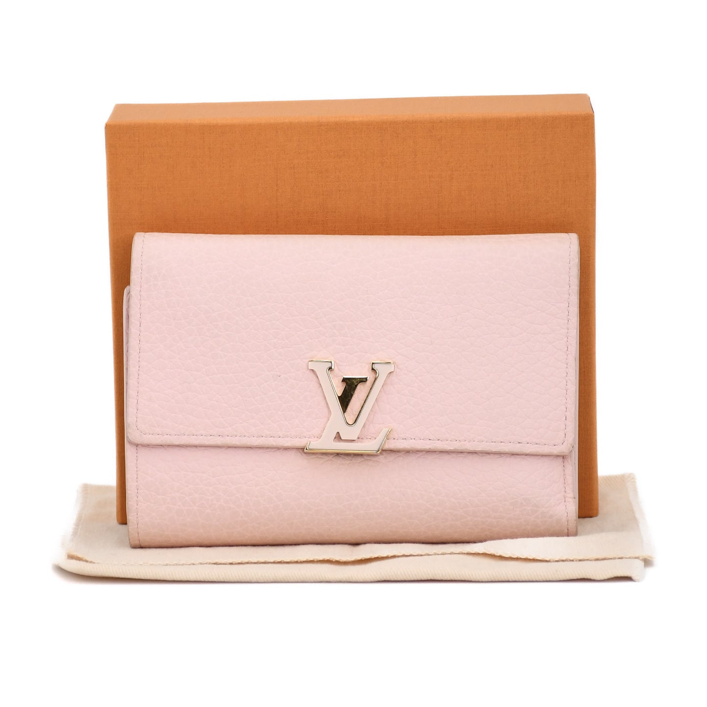 LOUIS VUITTON Taurillon Capucines Compact Wallet M82361 Jasmine Pink RFID Ready, Box and Dust Bag Included