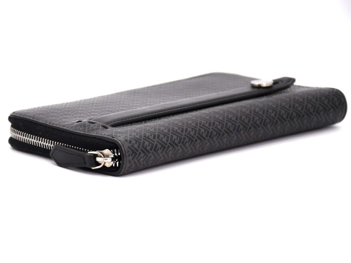 FENDI FENDI Travel Wallet 7M0276 Leather Round Zip Wallet Black Wallet