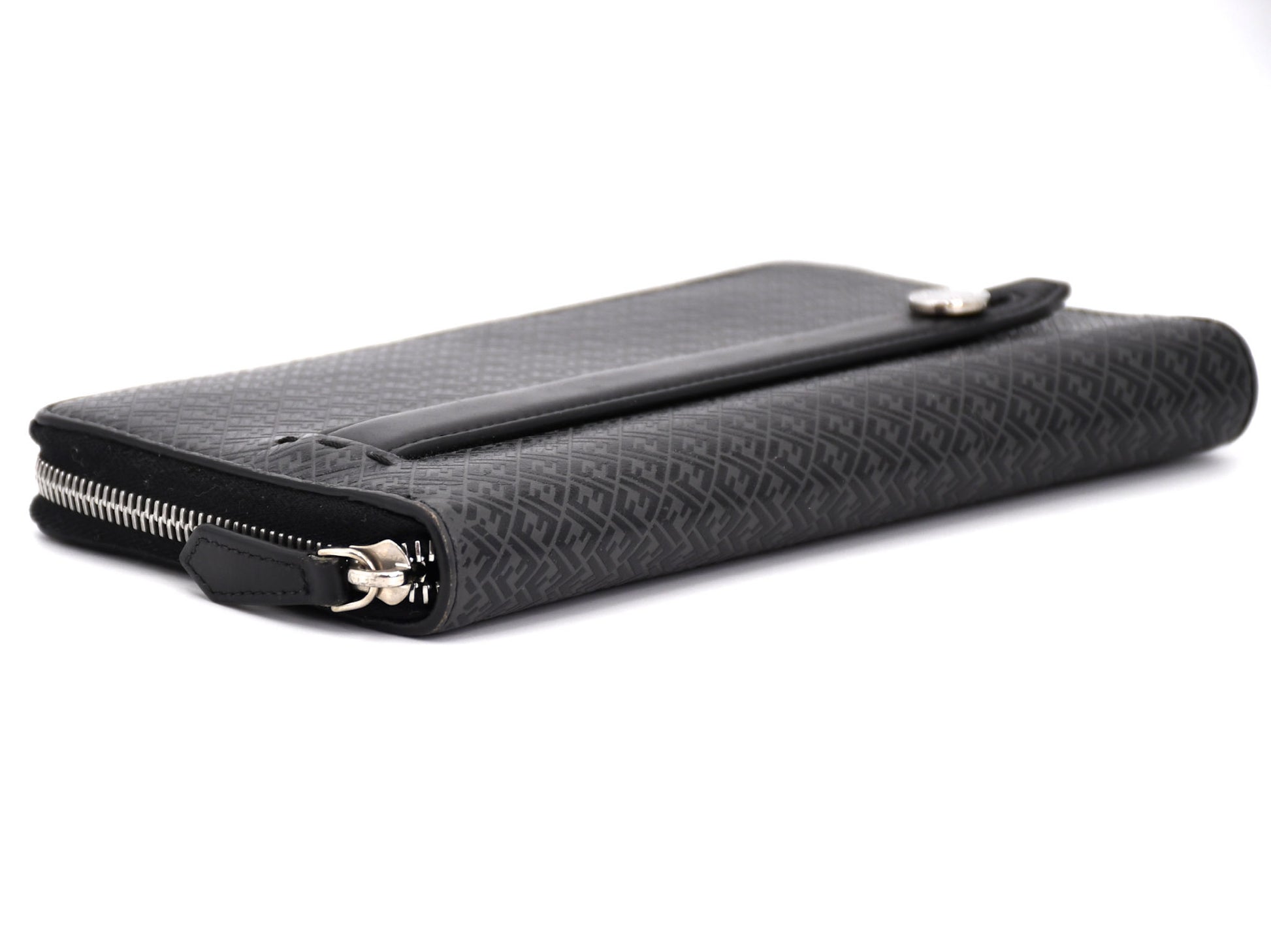 FENDI FENDI Travel Wallet 7M0276 Leather Round Zip Wallet Black Wallet