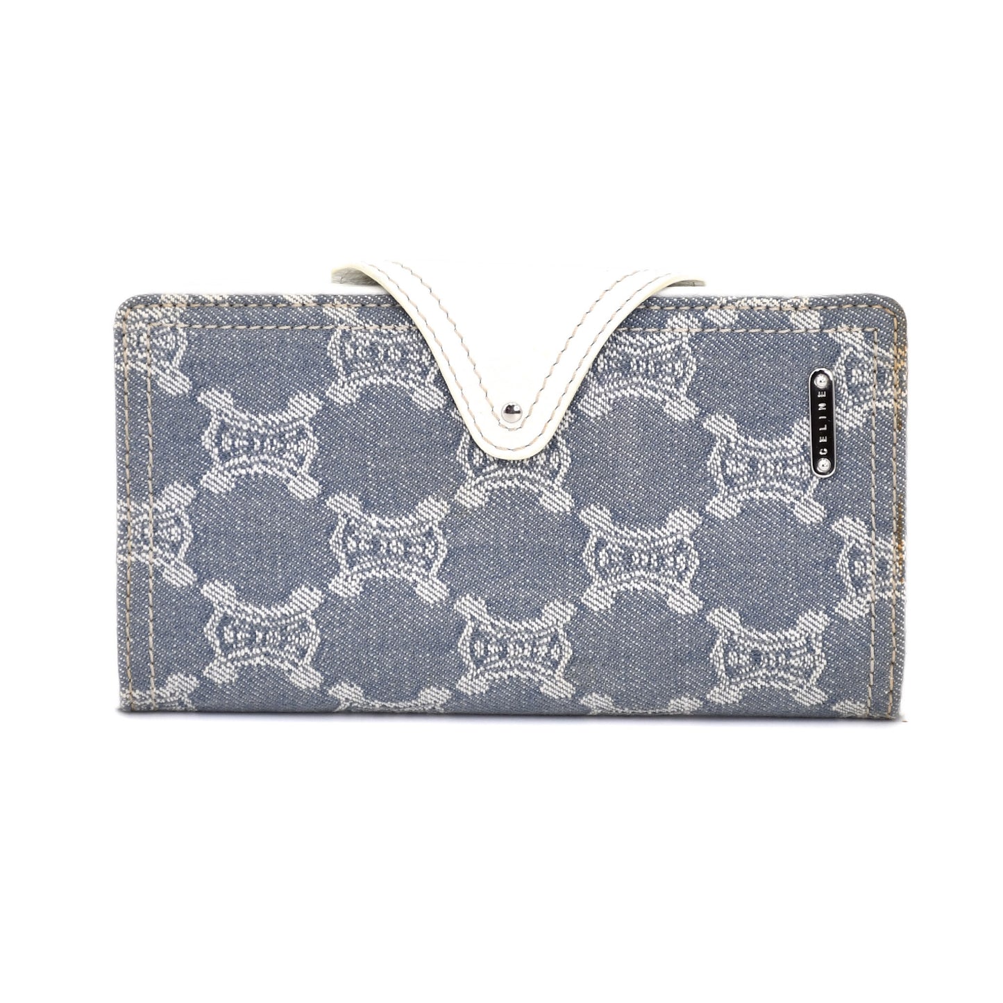 CELINE Macadam Denim Triomphe Long Wallet with Dust Bag